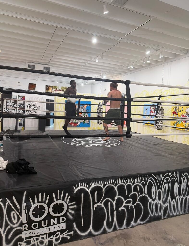Minutemen (Triple Trouble, Original painting on boxing ring canvas)