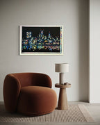 Thames Lights (Framed with hand painted spacers)