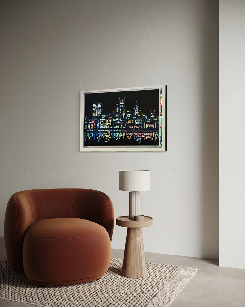 Thames Lights (Framed with hand painted spacers)