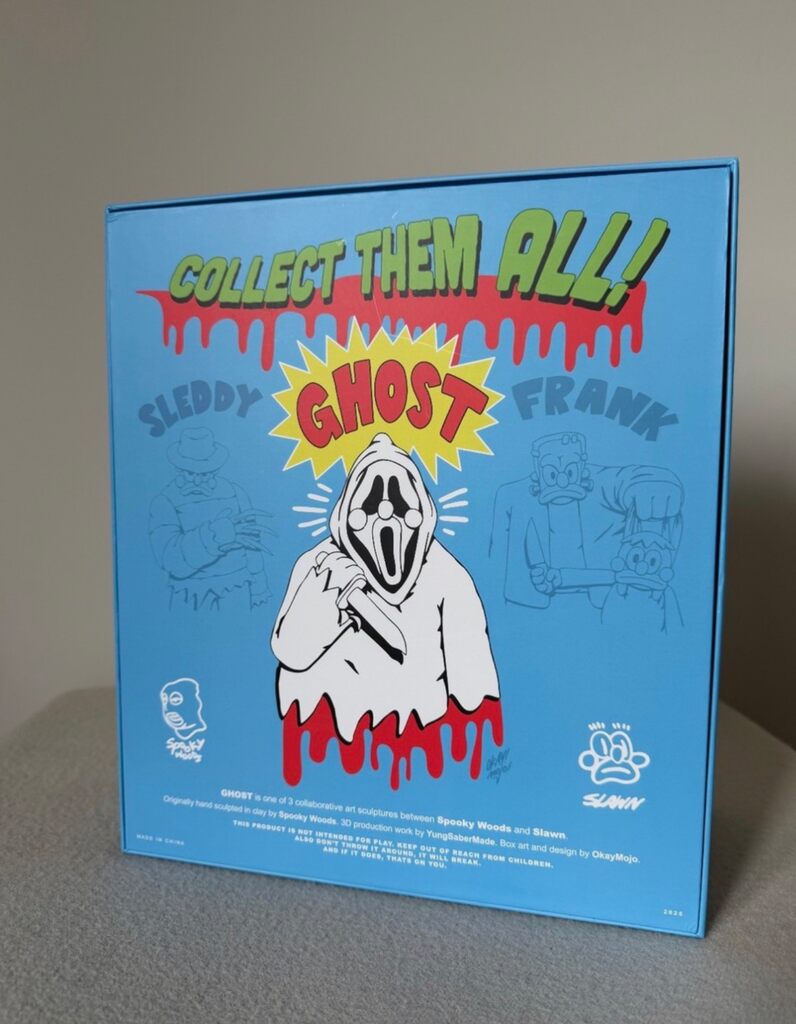 Spooky Slawn Halloween Figure Set (Frank, Sleddy & Ghost) with mini prints.