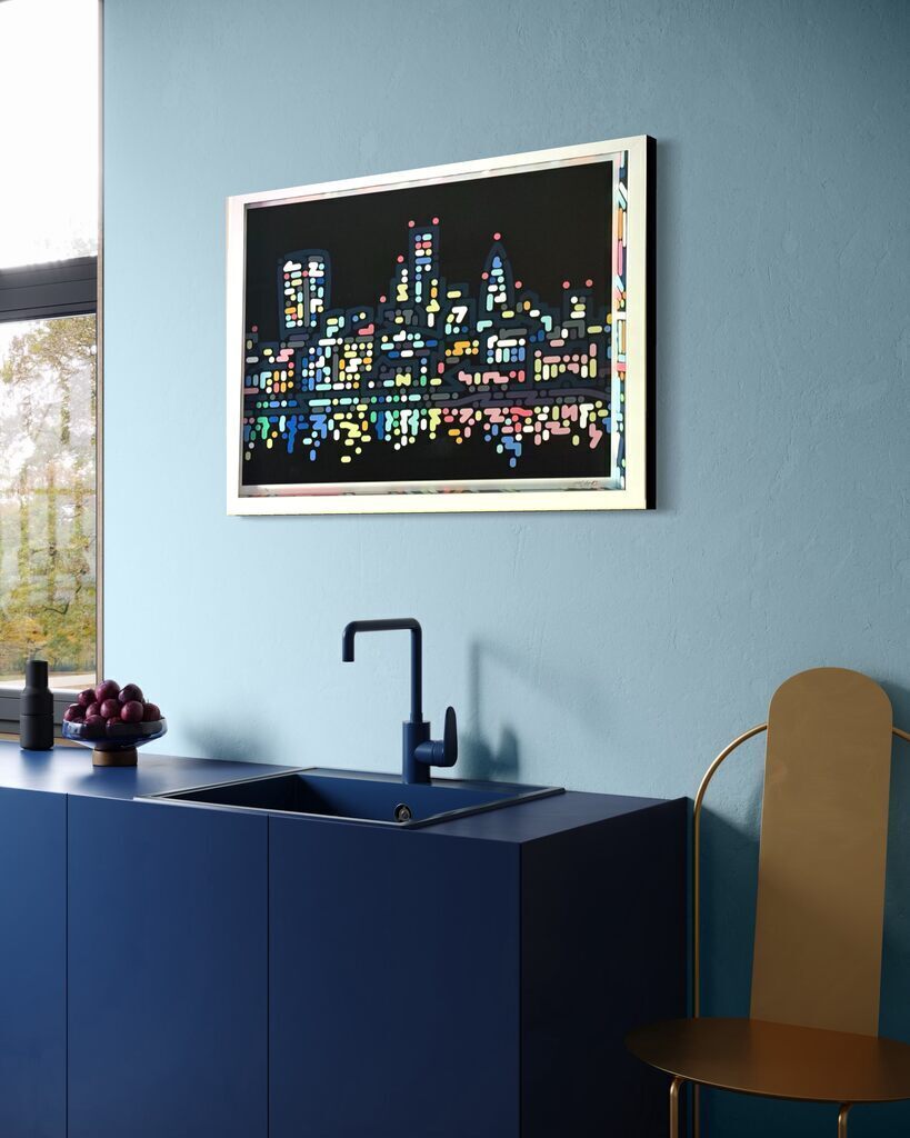 Thames Lights (Framed with hand painted spacers)