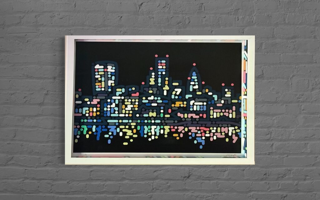 Thames Lights (Framed with hand painted spacers)