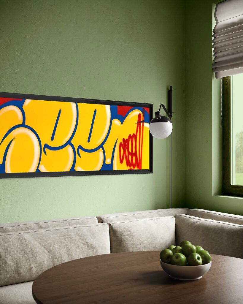 Jumbo Bubble Tag (Rare Yellow, Original Canvas Painting)