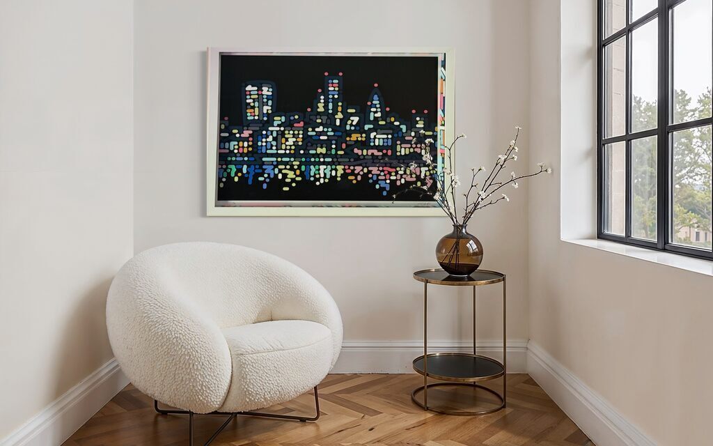 Thames Lights (Framed with hand painted spacers)