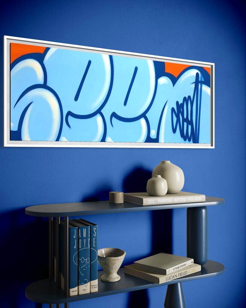 Jumbo Bubble Tag (Blue, Original Canvas Painting)
