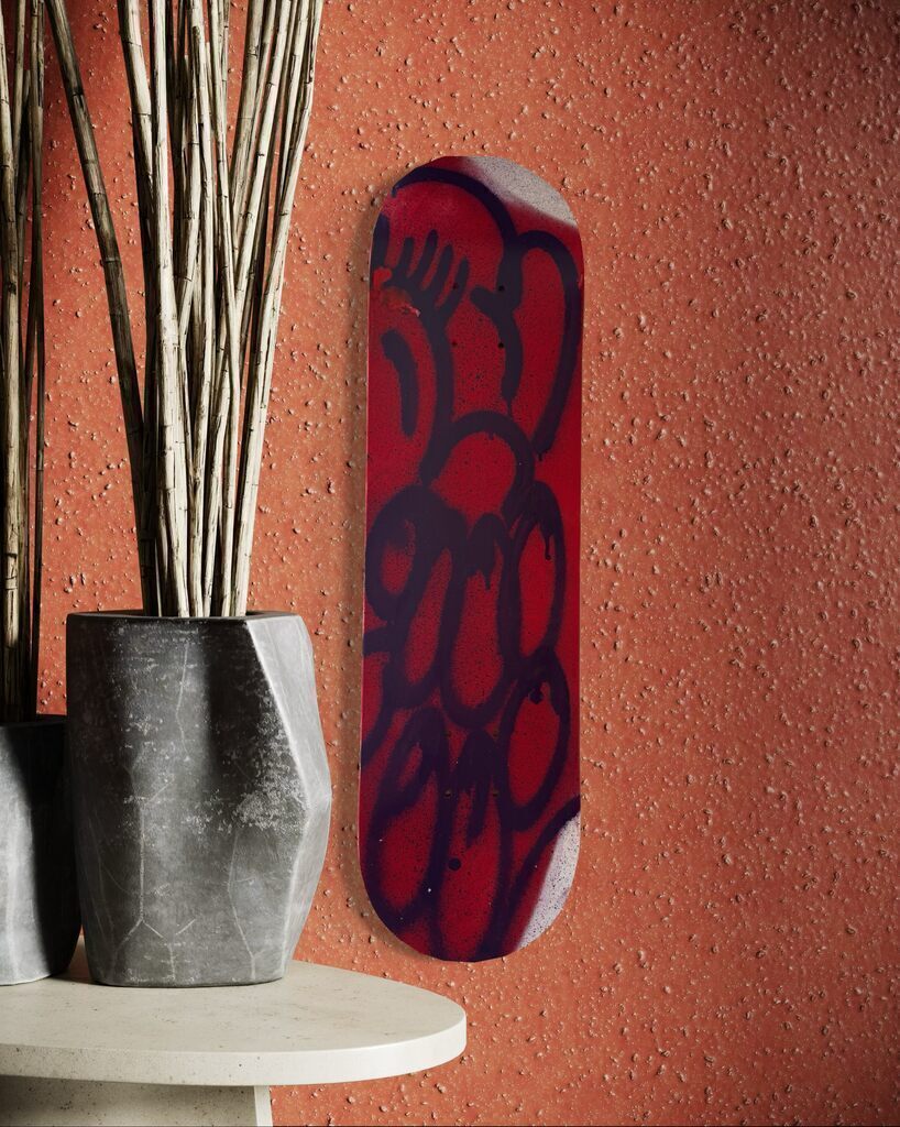 SLAWN Skate Deck Painting (Red & Purple)