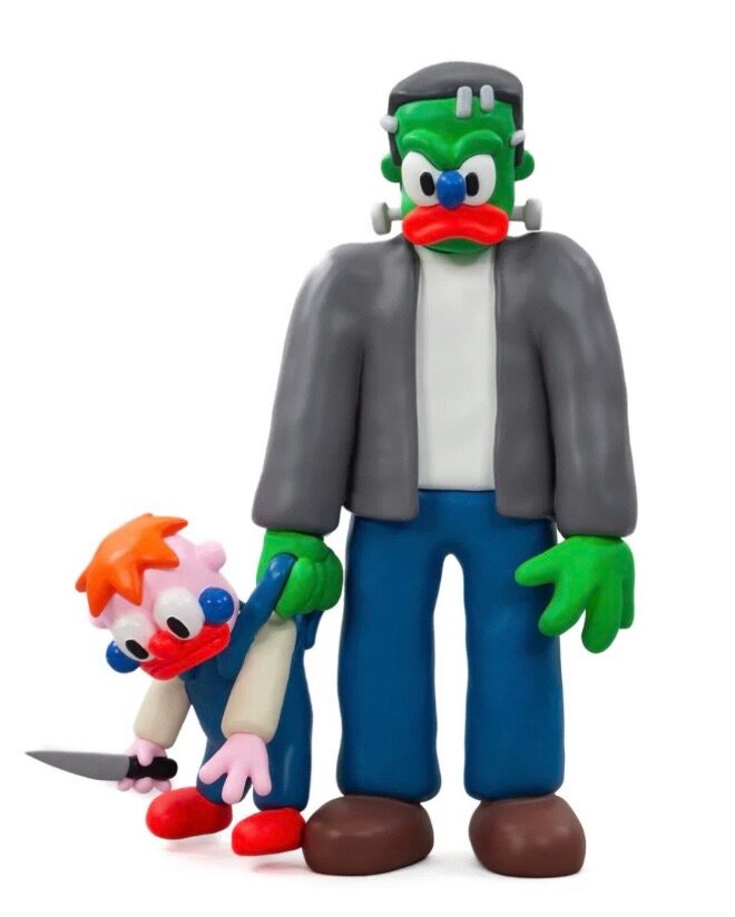 Spooky Slawn Halloween Figure Set (Frank, Sleddy & Ghost) with mini prints.