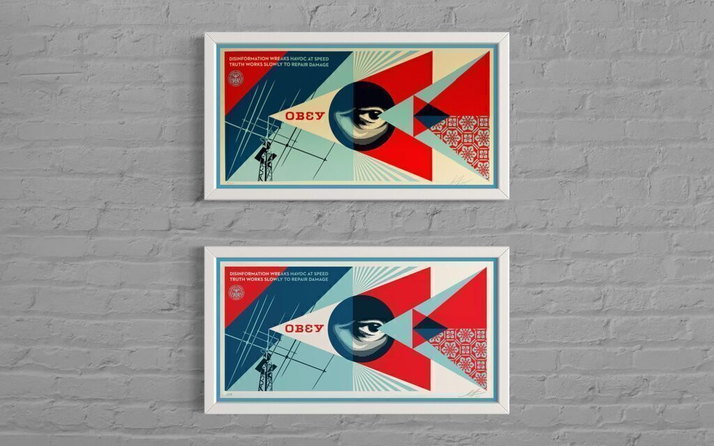 Disinformation Damage Diptych (Two screenprints, White & Cream)