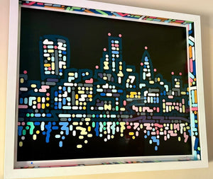 Thames Lights (Framed with hand painted spacers)