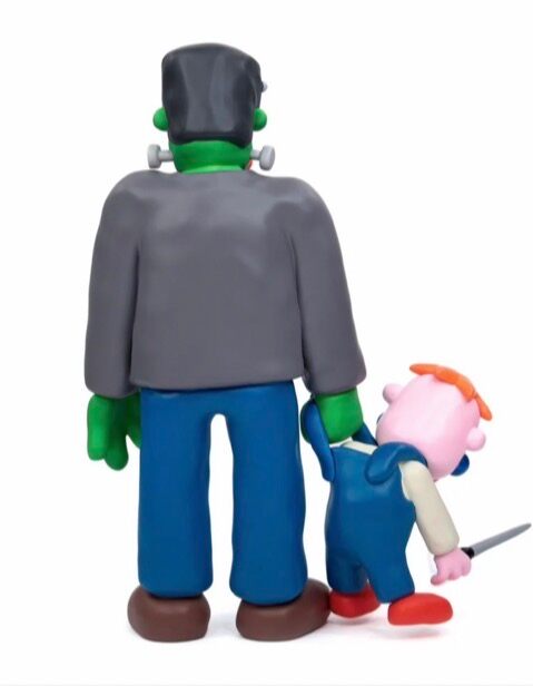 Spooky Slawn Halloween Figure Set (Frank, Sleddy & Ghost) with mini prints.