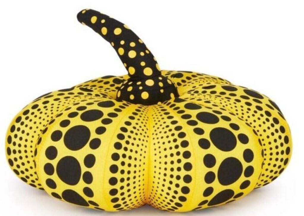 Set of Two Polka Dot Pumpkins (LARGE SIZE, PLUSH, RED WHITE & YELLOW BLACK)