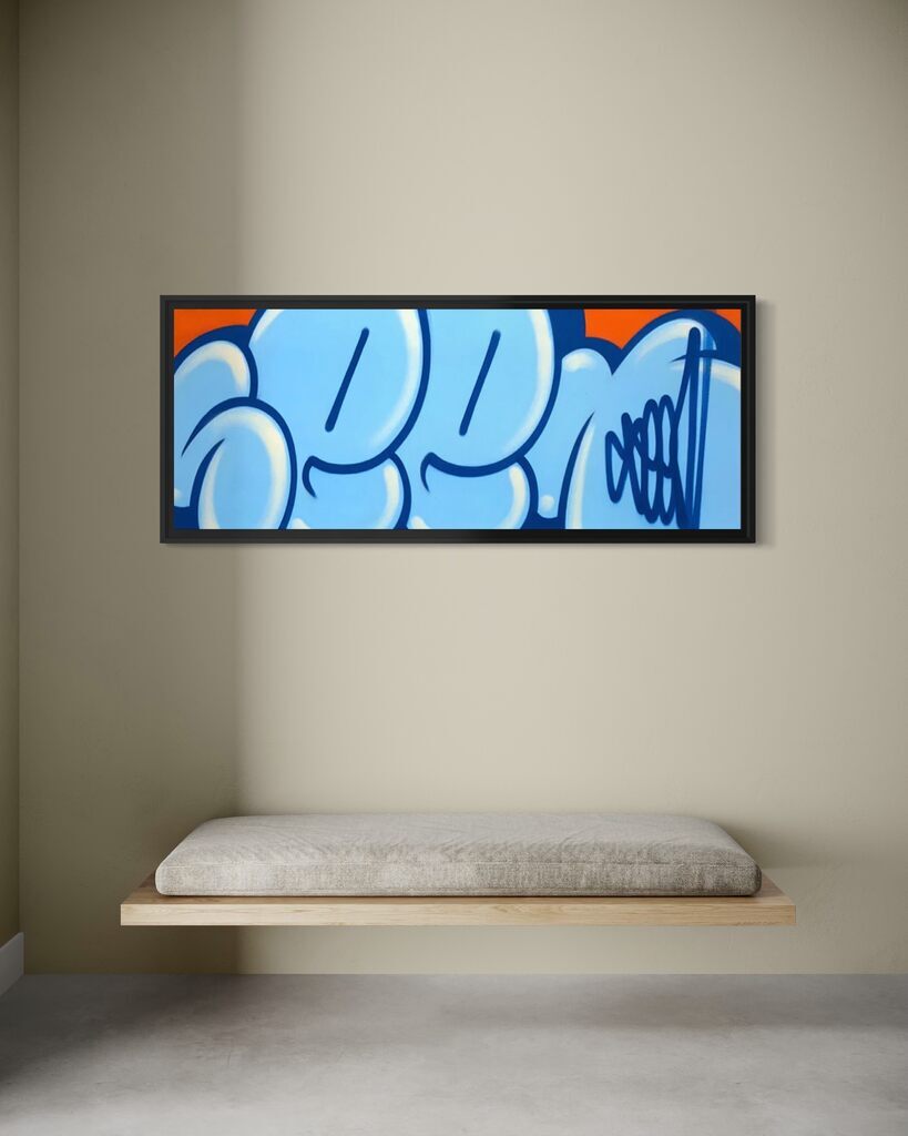 Jumbo Bubble Tag (Blue, Original Canvas Painting)