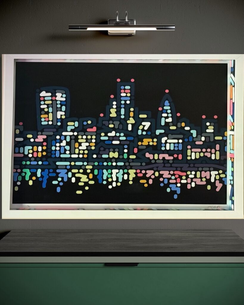 Thames Lights (Framed with hand painted spacers)