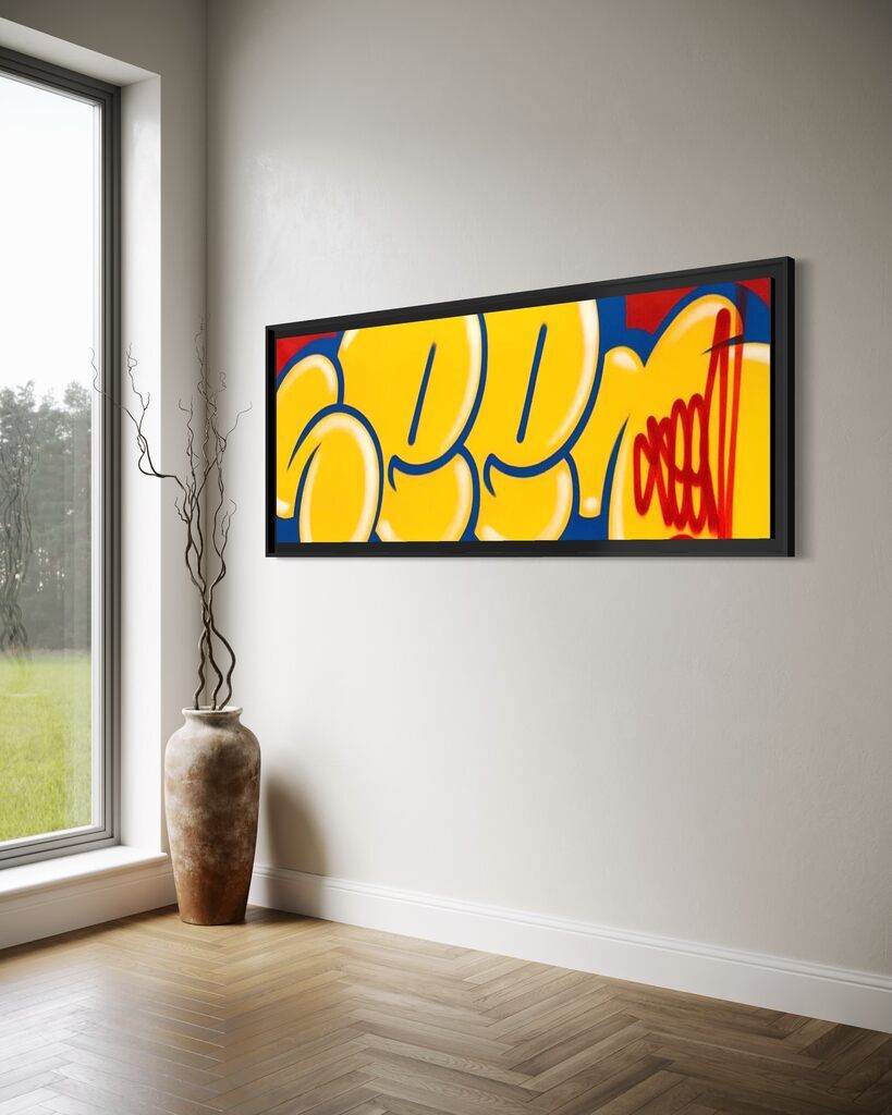 Jumbo Bubble Tag (Rare Yellow, Original Canvas Painting)