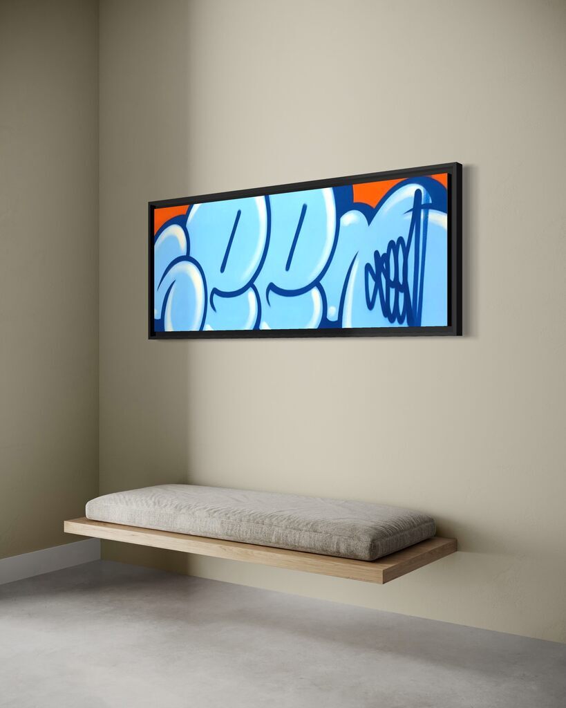 Jumbo Bubble Tag (Blue, Original Canvas Painting)