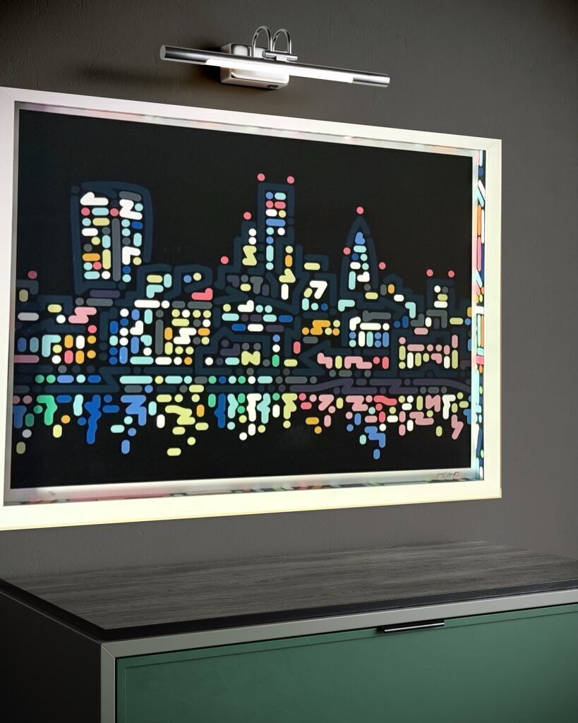 Thames Lights (Framed with hand painted spacers)