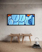 Jumbo Bubble Tag (Blue, Original Canvas Painting)
