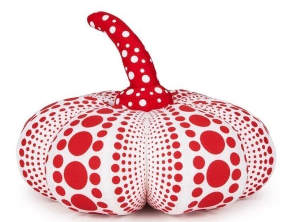 Set of Two Polka Dot Pumpkins (LARGE SIZE, PLUSH, RED WHITE & YELLOW BLACK)