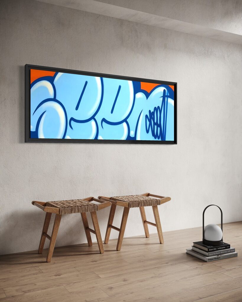 Jumbo Bubble Tag (Blue, Original Canvas Painting)
