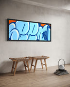 Jumbo Bubble Tag (Blue, Original Canvas Painting)