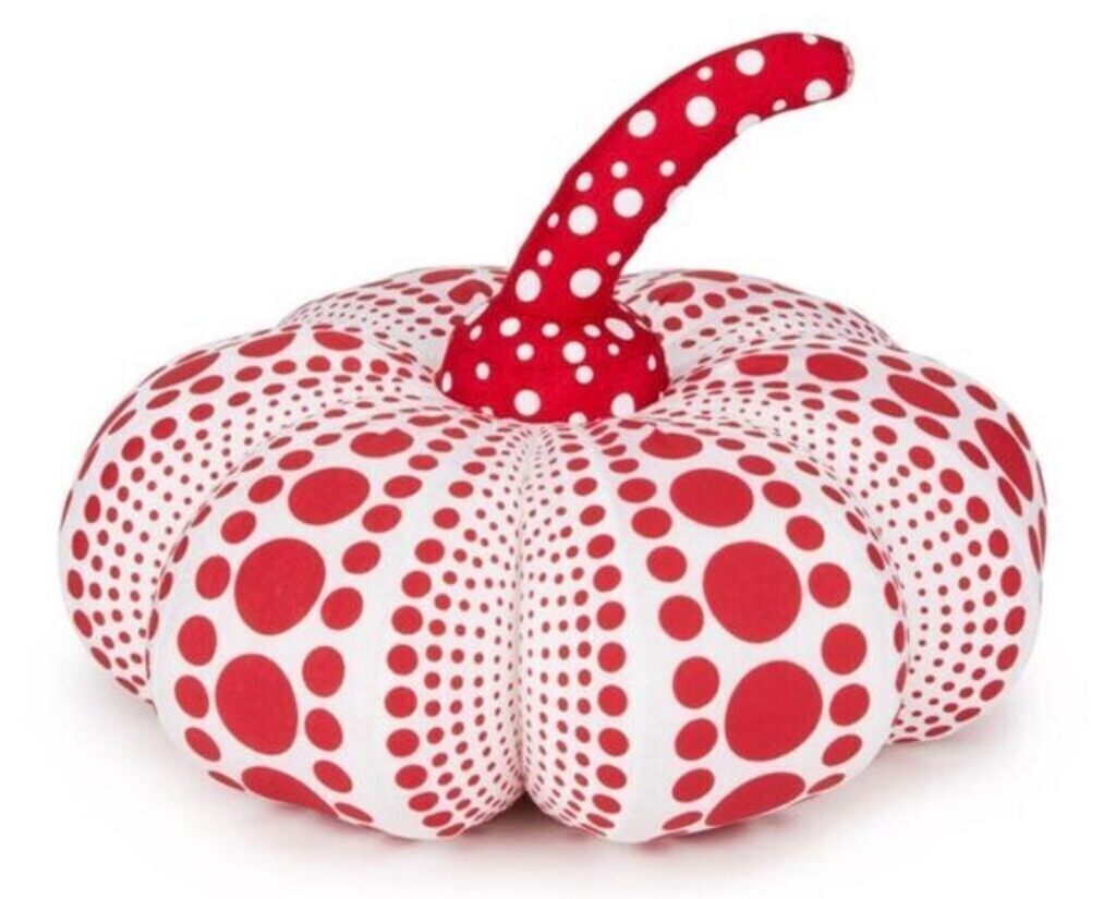 Set of Two Polka Dot Pumpkins (LARGE SIZE, PLUSH, RED WHITE & YELLOW BLACK)