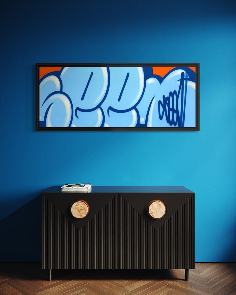 Jumbo Bubble Tag (Blue, Original Canvas Painting)
