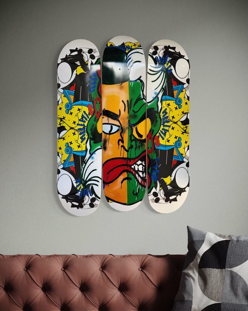 Harvey Dent / Two Face Skate Deck Diptych (Art Basel ‘25, Hand Signed)