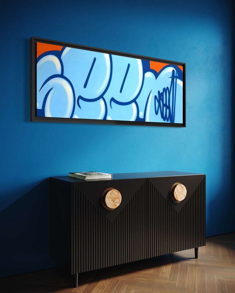 Jumbo Bubble Tag (Blue, Original Canvas Painting)