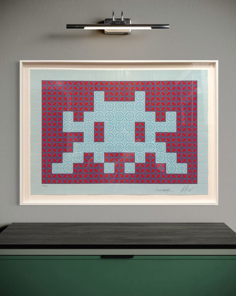 Invader — Positive Space / Negative Space (Blue/Red)