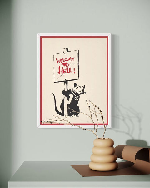 Banksy — Welcome to Hell! (Placard Rat, Red variant)
