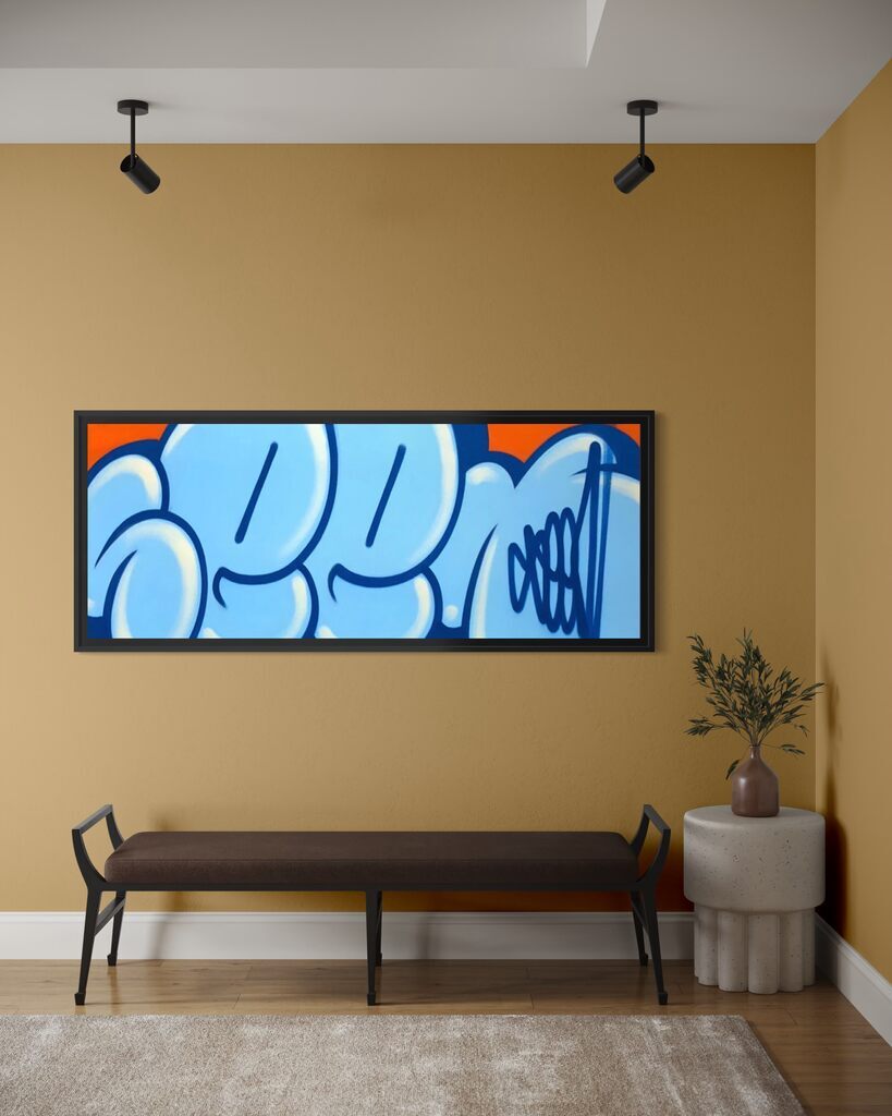 Jumbo Bubble Tag (Blue, Original Canvas Painting)