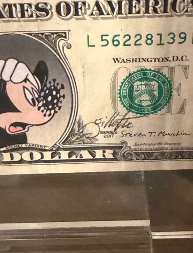 Covid Dollar (Mickey Omicron, Framed)