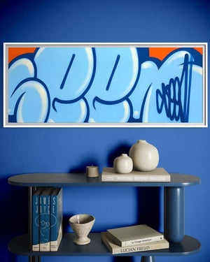 Jumbo Bubble Tag (Blue, Original Canvas Painting)