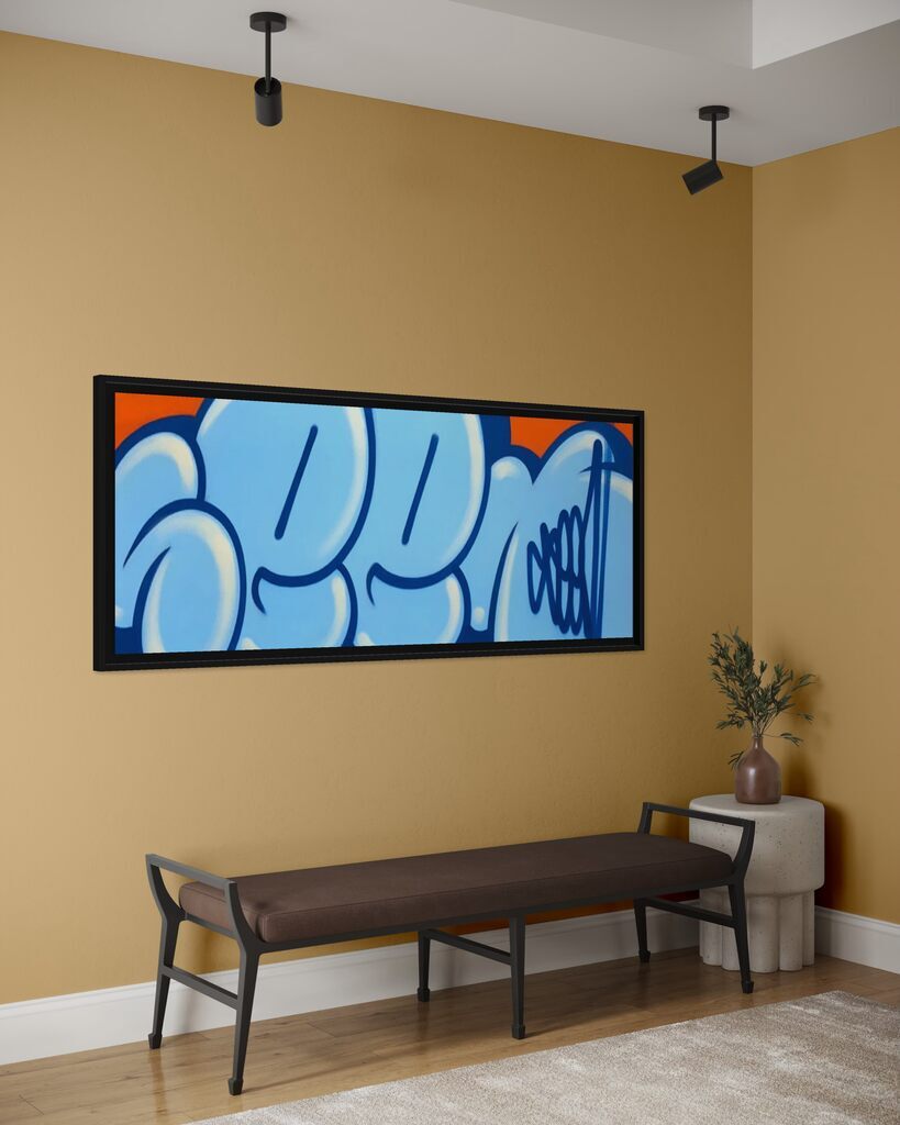 Jumbo Bubble Tag (Blue, Original Canvas Painting)