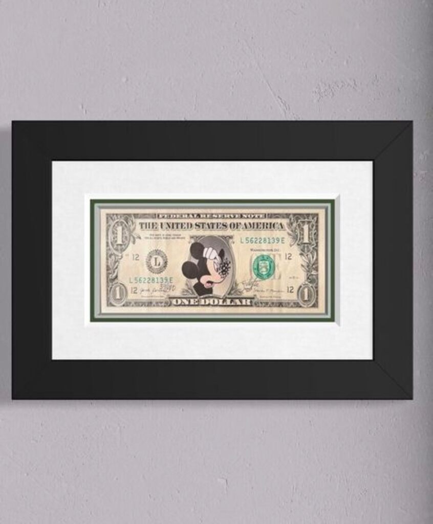 Covid Dollar (Mickey Omicron, Framed)