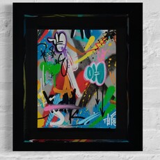 Untitled (Original painting, acrylic and spray paint framed with hand painted spacers)