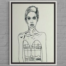 Twiggy in Warhol Soup Can Dress (Original Canvas painting)