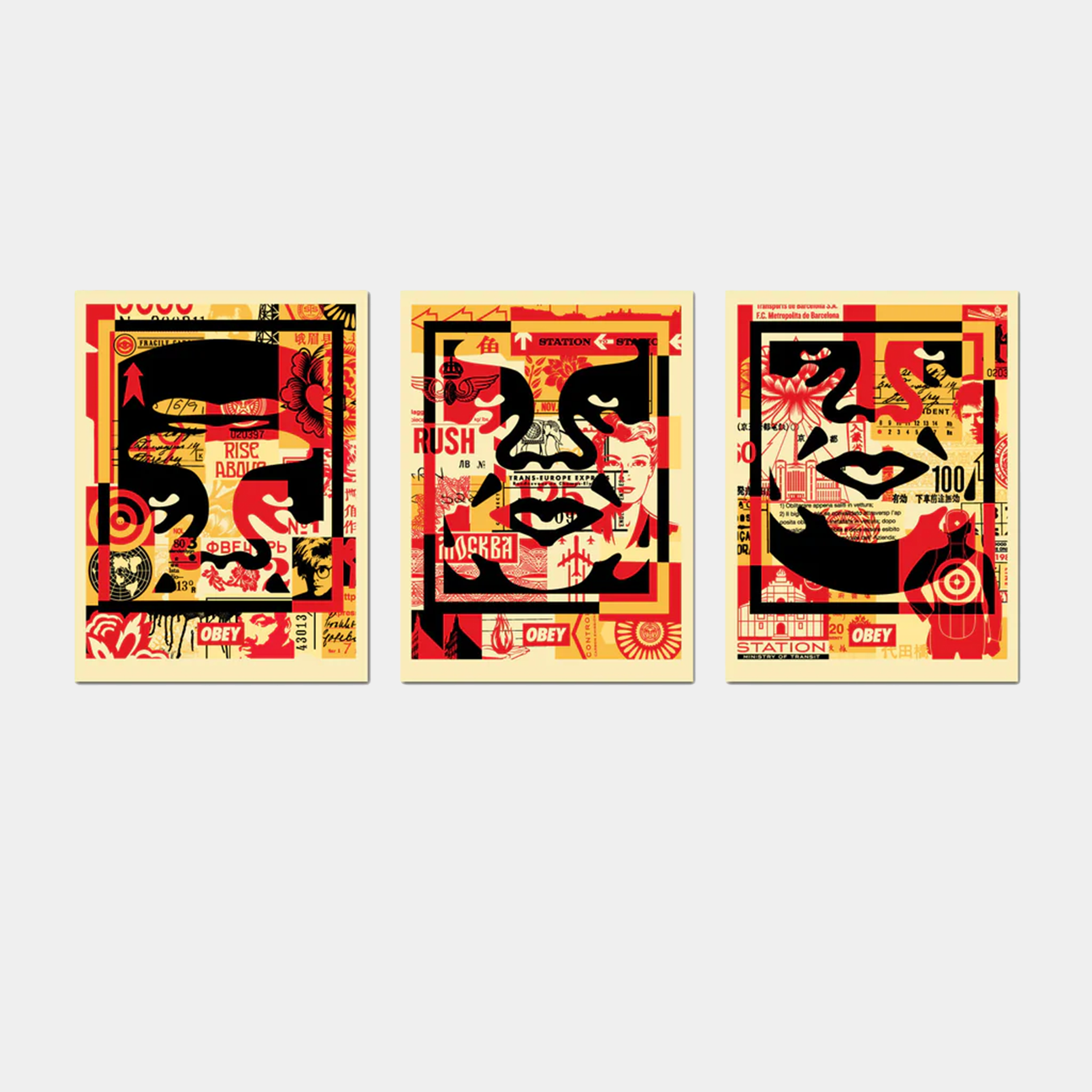 OBEY 3-FACE COLLAGE
